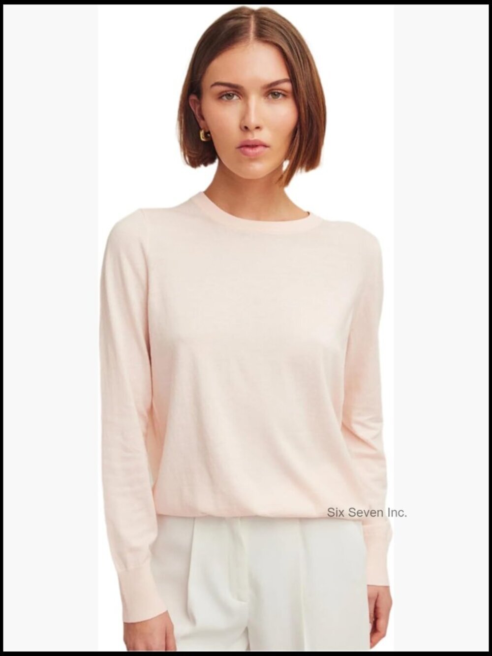 Cotton Cashmere Crew Neck Pullover Sweater